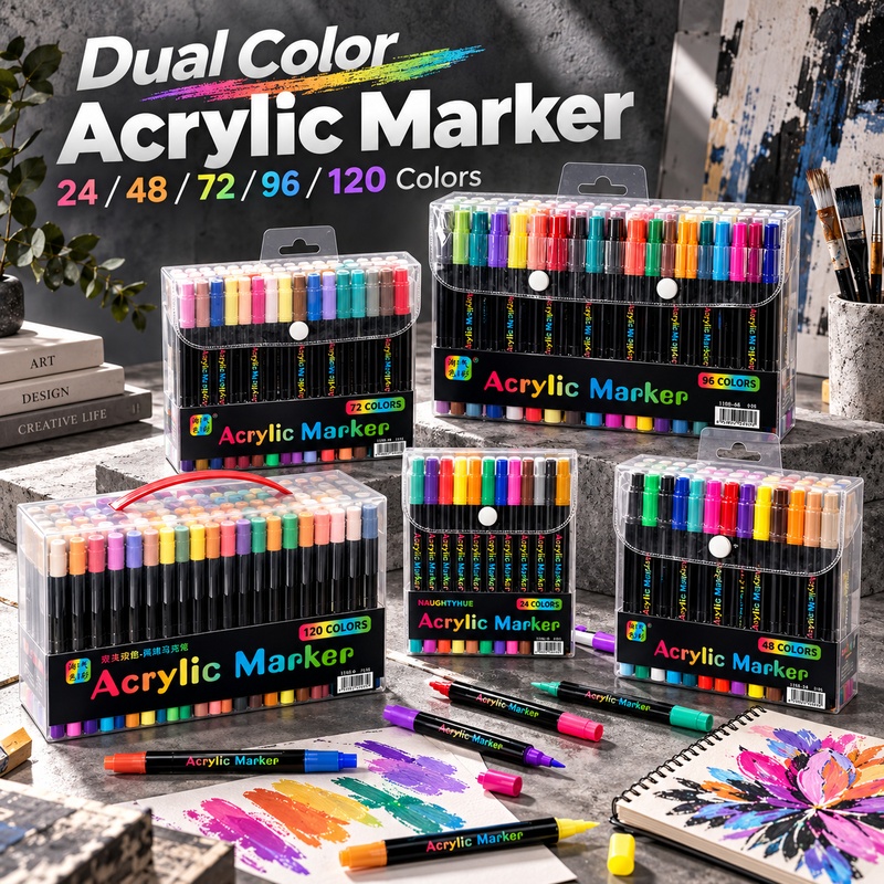 Copic Marker Classic - ปากกาเมจิกสีอะคริลิกสองสี 24/48/72/96/120 สี ปากกาหัวเล็กสองด้าน สำหรับงานฝีมือ DIY